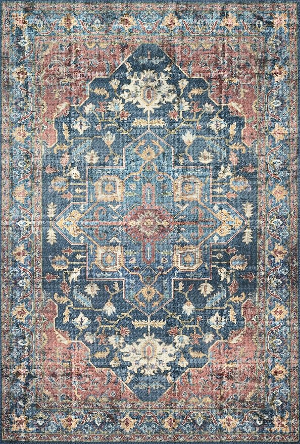 Loloi Skye Collection SKY-08 Denim/Brick 7' x 9' Oval Area Rug
